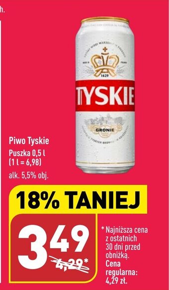 ALDI Piwo Tyskie Puszka 0,5 l oferta