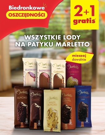 Biedronka WSZYSTKIE LODY NA PATYKU MARLETTO oferta