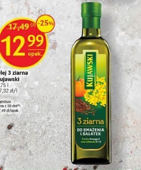 Delikatesy Centrum Kujawski 3 ziarna olej rzepakowy z olejami z lnu i pestek dyni 750 ml oferta