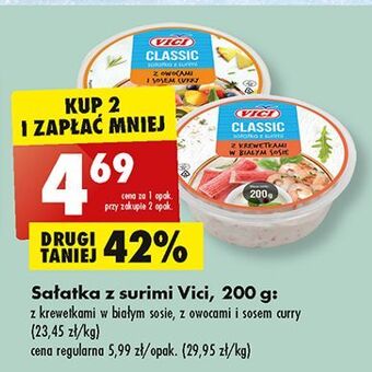 Sałatka surimi z owocami i sosem curry vici