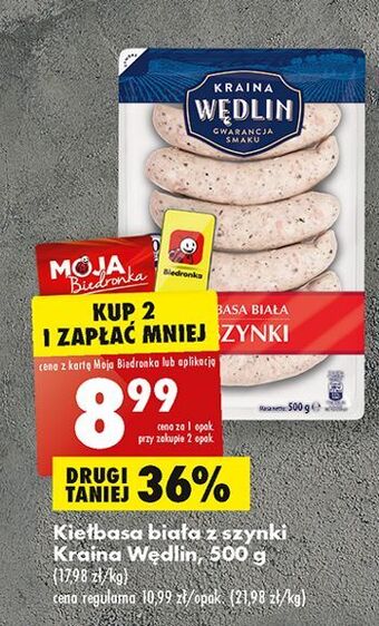 Biedronka Kiełbasa biała z szynki kraina wędlin oferta