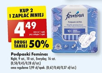 Biedronka Podpaski night total protection femina ultra oferta