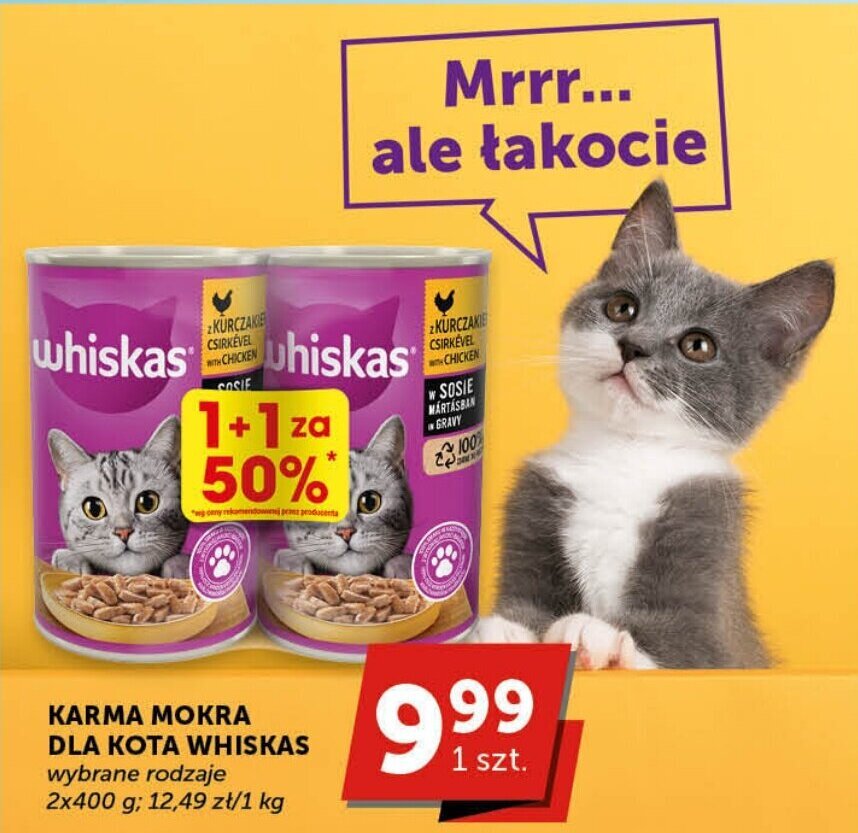 Groszek WHISKAS KARMA MOKRA DLA KOTA 2x400g oferta