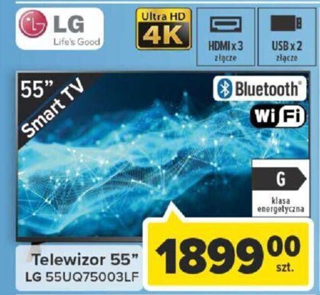 Carrefour LG Telewizor 55" 55UQ75003LF oferta