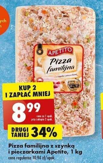Biedronka Pizza familijna z szynką i pieczarkami Apetito, 1 kg oferta