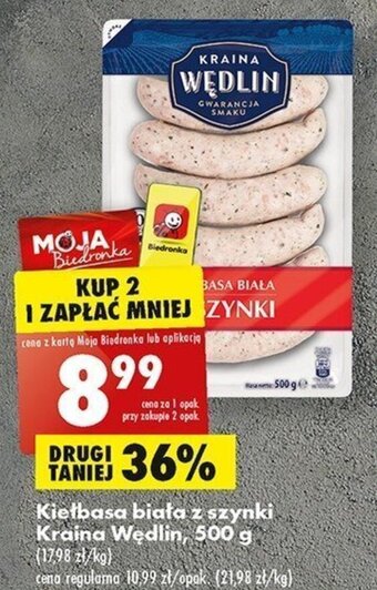 Biedronka Kiełbasa biała z szynki Kraina Wędlin, 500 g oferta