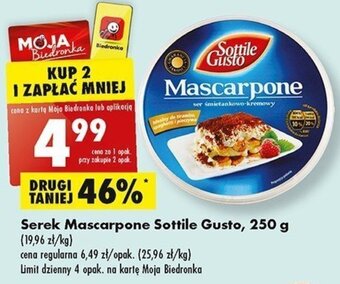 Biedronka Serek Mascarpone Sottile Gusto, 250 g oferta