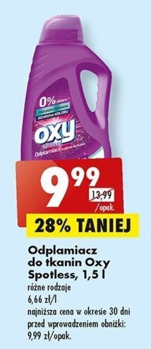 Biedronka Odplamiacz do tkanin Oxy Spotless, 1,5 I oferta