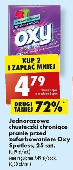 Biedronka Jednorazowe chusteczki chroniące pranie przed zafarbowaniem Oxy Spotless, 25 szt. oferta