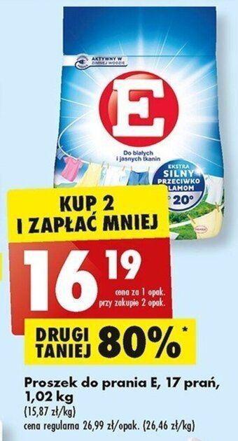 Biedronka Proszek do prania E, 17 prań, 1,02 kg oferta