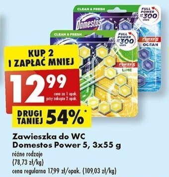 Biedronka Zawieszka do WC Domestos Power 5, 3x55 g oferta