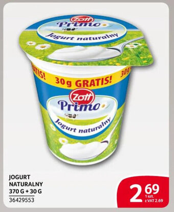 Selgros JOGURT NATURALNY 370 G +30 G oferta