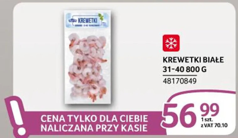 Selgros KREWETKI BIAŁE 31-40 800 G oferta