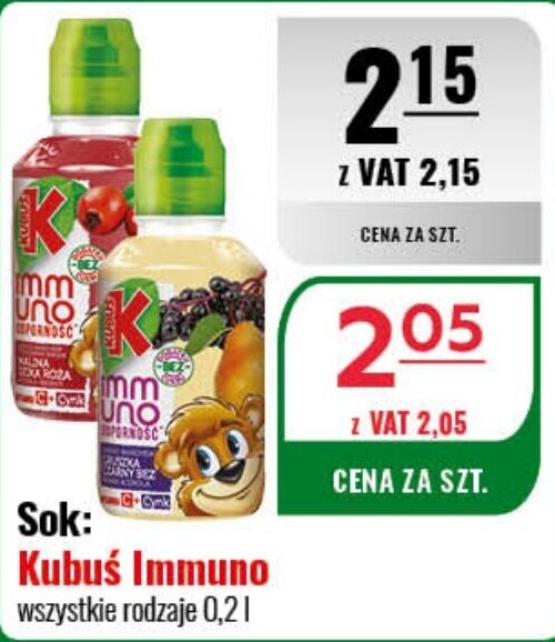 Eurocash Sok: Kubuś Immuno 0,2l oferta