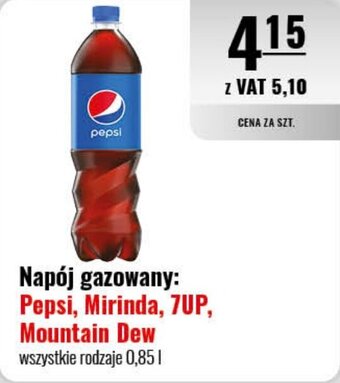 Eurocash Napój gazowany: Pepsi, Mirinda, 7UP, Mountain Dew 0,85l oferta