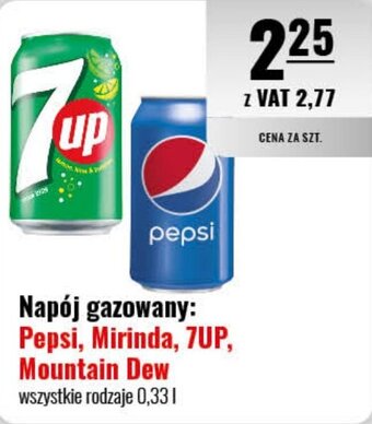 Eurocash Napój gazowany: Pepsi, Mirinda, 7UP, Mountain Dew 0,33l oferta