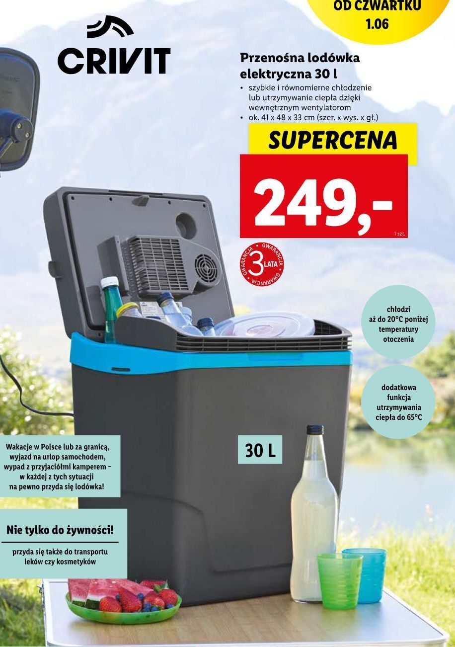 Lidl Lodówka przenośna 30 l crivit oferta