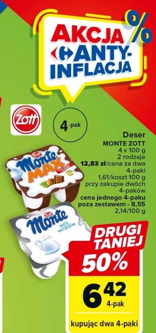 Carrefour Deser mleczno-czekoladowy z orzechami zott monte max oferta