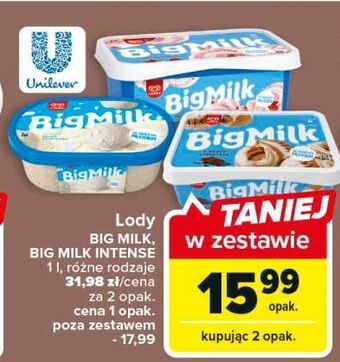 Carrefour Lody czekolada algida big milk oferta