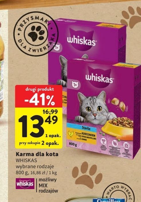Intermarche Karma dla kota z kurczakiem whiskas oferta