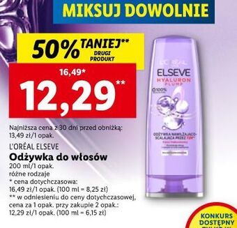 Lidl Odźywka do włosów l'oreal elseve hyaluron plump oferta
