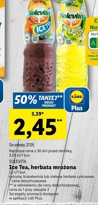 Lidl Herbata mrożona cytrynowa solevita oferta