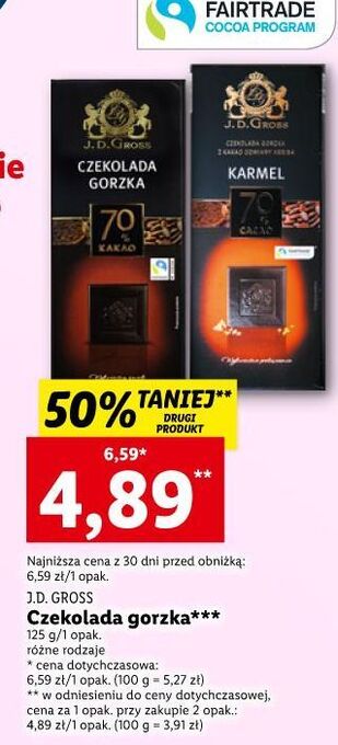 Lidl Czekolada gorzka 70 % j.d.gross oferta