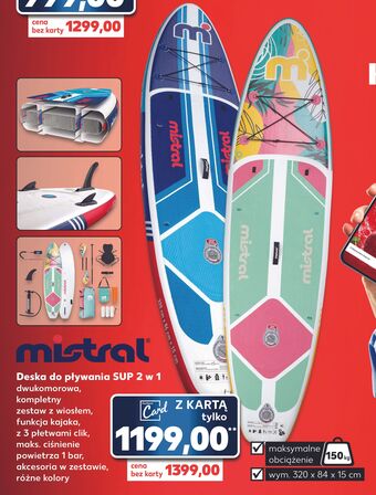 Kaufland Deska do pływania sup dwukomorowa mistral oferta