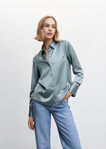 MANGO Satynowa koszula na guziki oferta