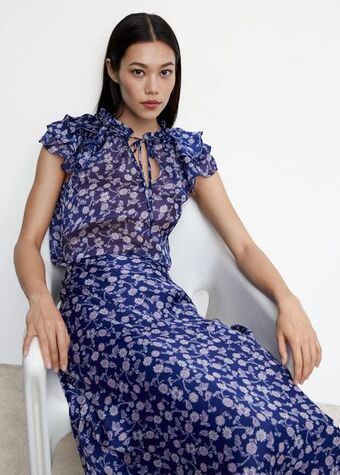 MANGO Bluzka w kwiaty z falbankami oferta