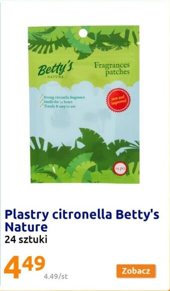 Action Plastry citronella Betty's Nature 24 sztuki oferta