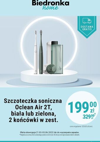 Biedronka Szczoteczka soniczna air 2t zielona oclean oferta