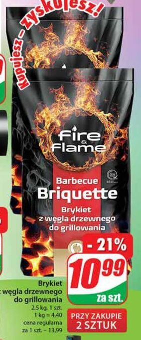 Dino Brykiet z węgla drzewnego fire & flame oferta