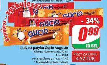 Lód o smaku ananasowym w polewie pomarańczowej i kakaowej augusto gucio