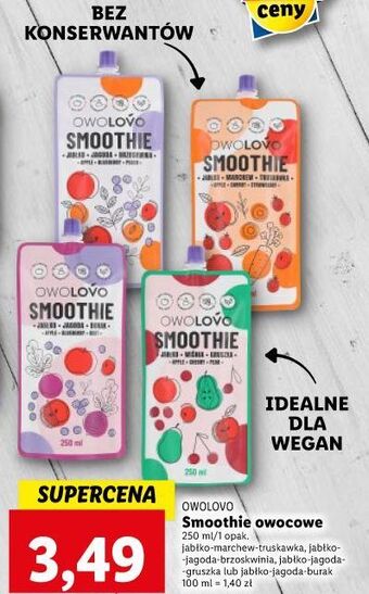 Lidl Smoothie jabłko-marchew-truskawka owolovo oferta