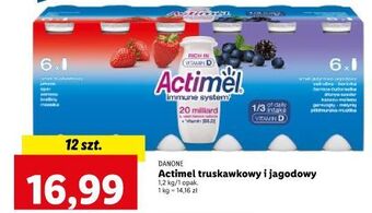 Lidl Jogurt truskawkowy + jeżynowo-jagodowy danone actimel oferta