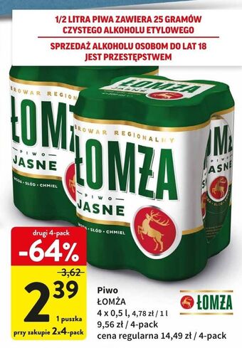 Intermarche Piwo łomża jasne (dawniej export) oferta