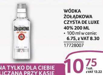 WÓDKA ŻOŁĄDKOWA CZYSTA DE LUXE 40% 200 ML