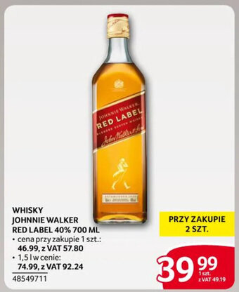 Selgros WHISKY JOHNNIE WALKER RED LABEL 40% 700 ML oferta