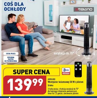 Wentylator 50w z pilotem ambiano