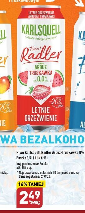 ALDI Piwo arbuz-truskawka karlsquell radler oferta