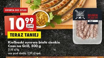Biedronka Kiełbaski surowe białe cienkie czas na grill oferta