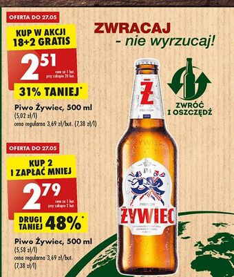 Biedronka Piwo żywiec jasne pełne oferta