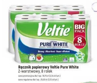Dealz Ręcznik papierowy Veltie Pure White 2-warstwowy, 8 rolek oferta