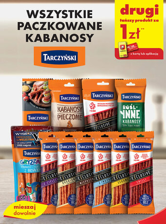 Biedronka WSZYSTKIE PACZKOWANE KABANOSY TARCZYŃSKI oferta