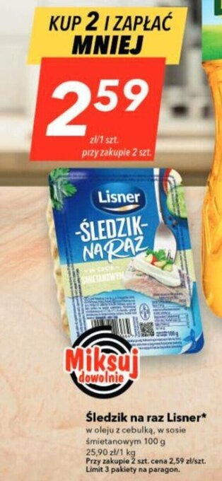 Lewiatan Lisner Śledzik na raz 100g oferta
