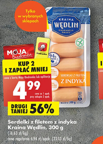 Biedronka Serdelki z filetem z indyka Kraina Wędlin, 300 g oferta