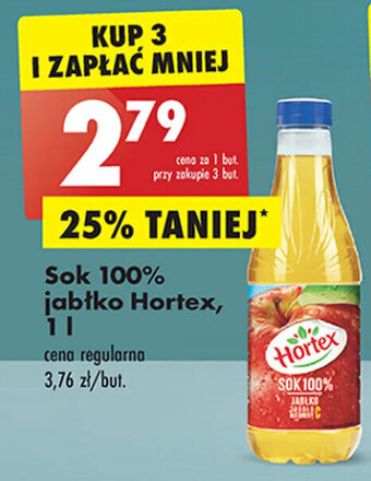 Biedronka Sok 100% jabłko Hortex, 1l oferta