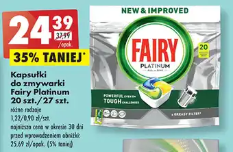 Biedronka Kapsułki do zmywarki Fairy Platinum 20 szt./27 szt. oferta