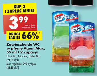 Biedronka Zawieszka do WC w płynie Agent Max, 55 ml + 2 zapasy oferta